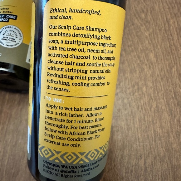 Alaffia Shampoo Travel Size 2oz African Black Soap Scalp Care Tea Tree Mint 4x - Picture 4 of 4